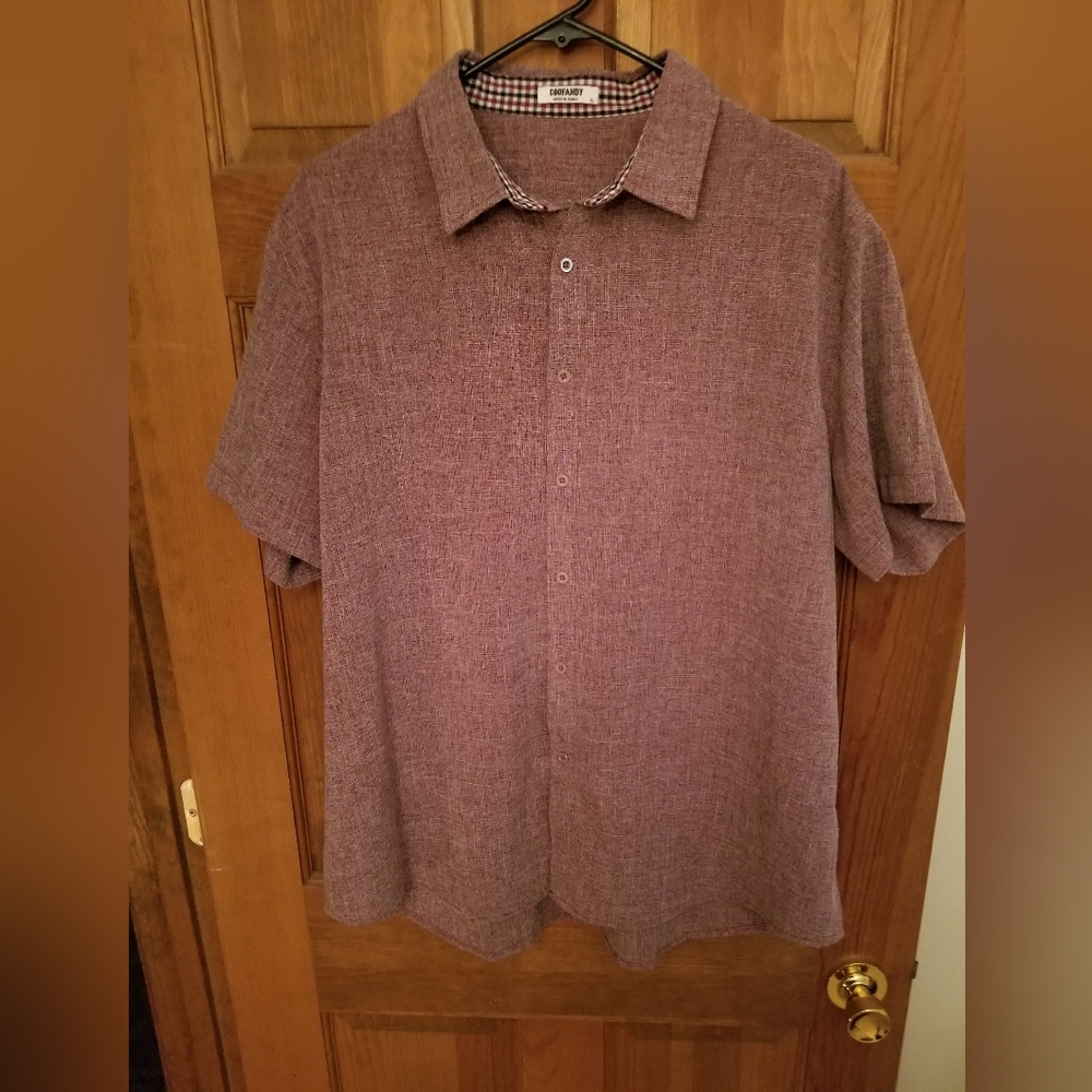 Men's Casual Burgundy Button Down Shirt From Coofandy